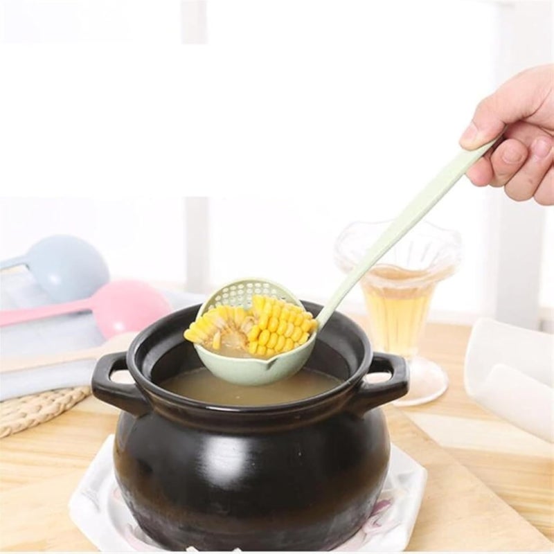 Al-Israa Wheat Straw Spoon: Long Handle Spoon with Ladle and Perforated Filter for Soup, by Al-Israa (3)